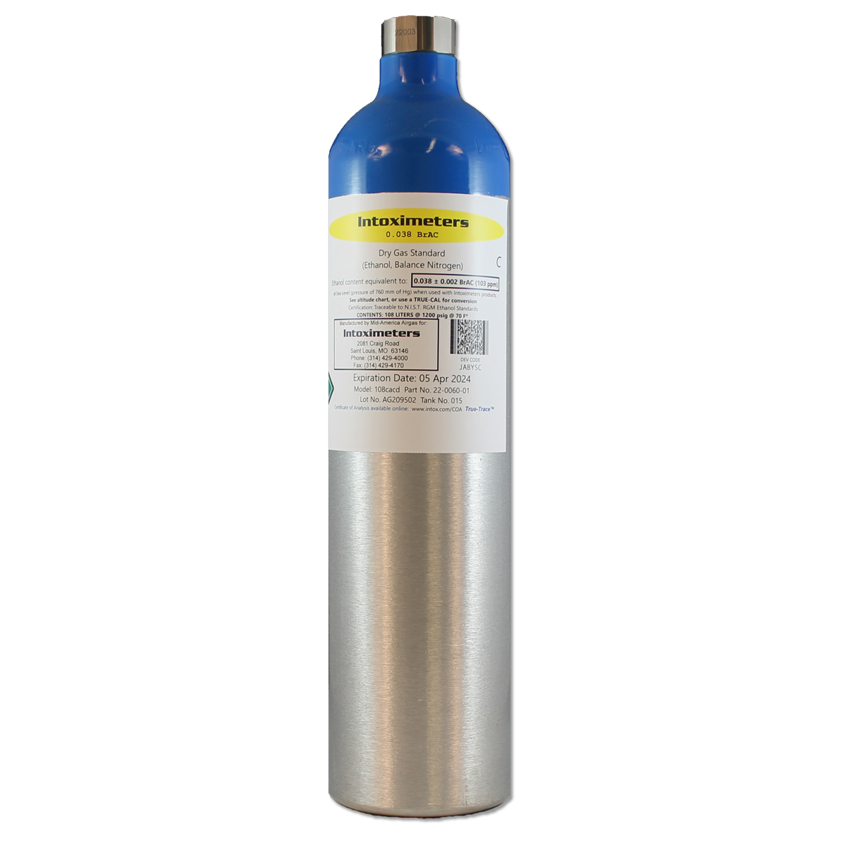 108 Liter Dry Gas Tank (.038) C